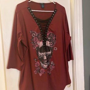 1X Rue + Lace-up Blouse